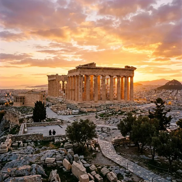 El Partenón al atardecer